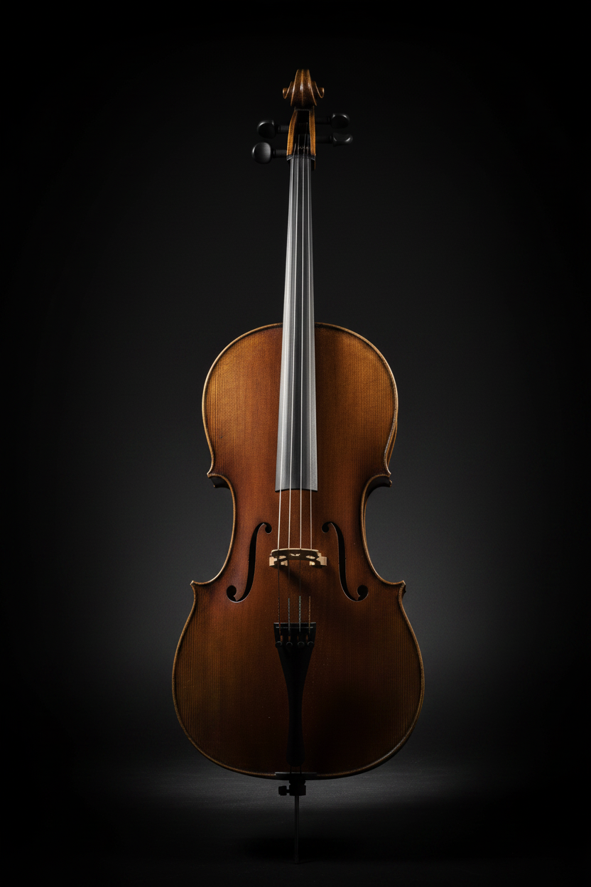 Violoncelle fond sombre éclairé